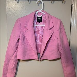 Zara Women's Blush Pink Cropped Blazer